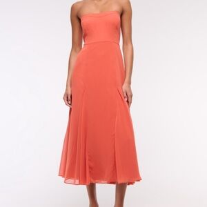 Abercrombie & Fitch Camille Strapless Godet Midi Dress